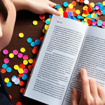 **

A person happily achieving a small goal, like finishing a page of a book, with a celebratory element like confetti or a small reward. The scene should convey a sense of accomplishment and positive reinforcement.

**
