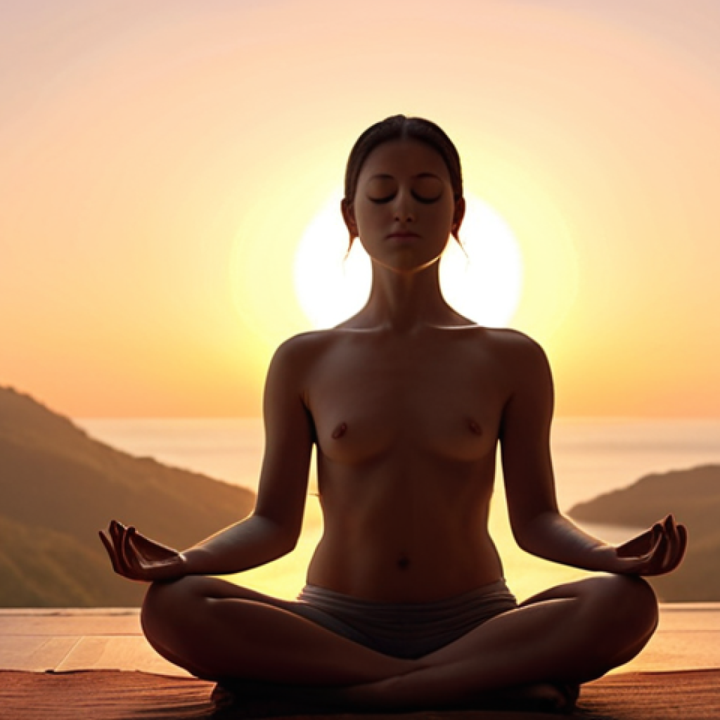 **

Prompt: *A person meditating peacefully at sunrise, focusing on mindfulness and developing a consistent habit. Soft, warm lighting and serene background.*

**
